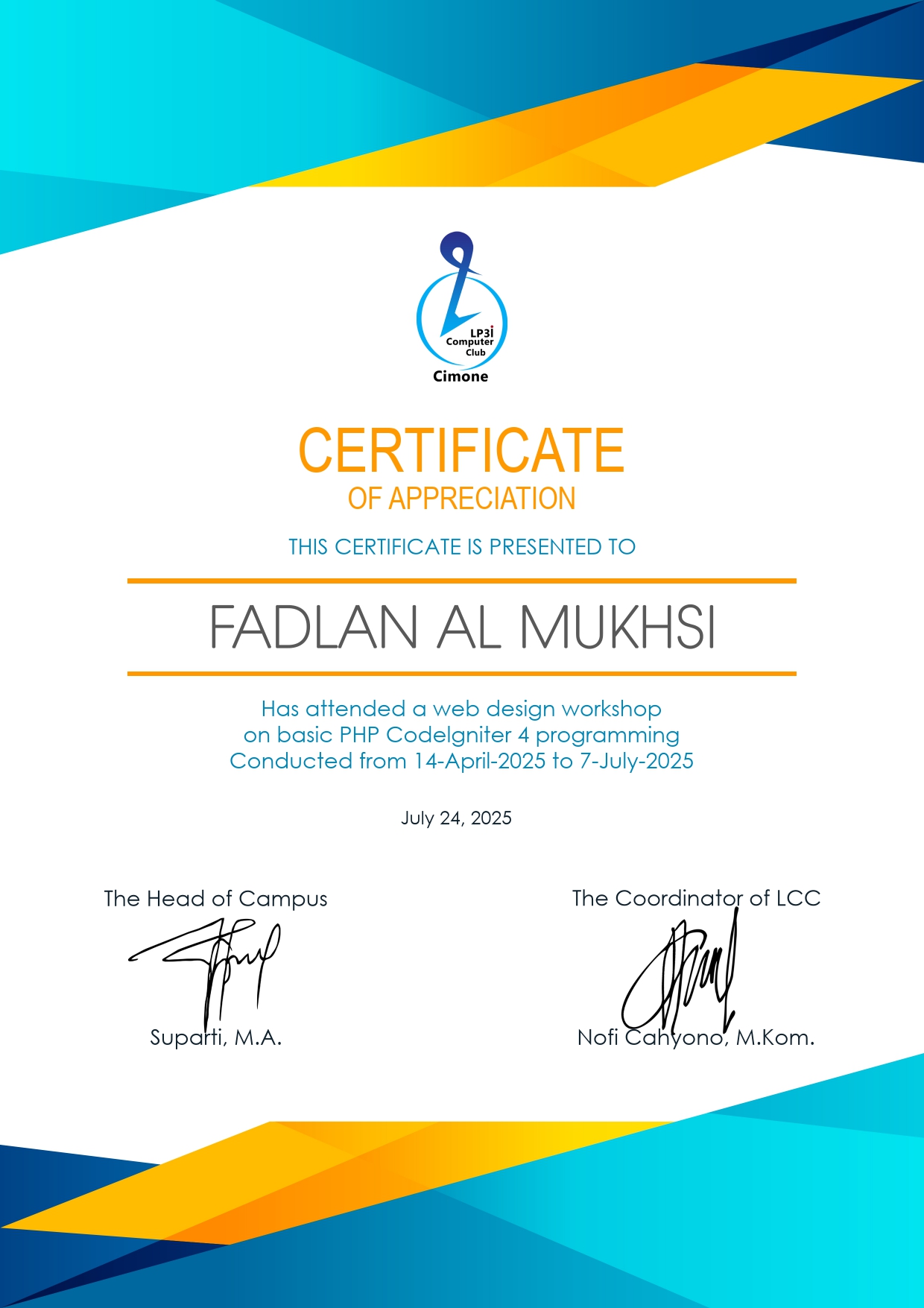 Sertifikat Pelatihan Programing